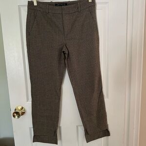 Zara Women’s Straight-Leg Office Pants Size 4 – Brown/Black, Stretch, Cropped